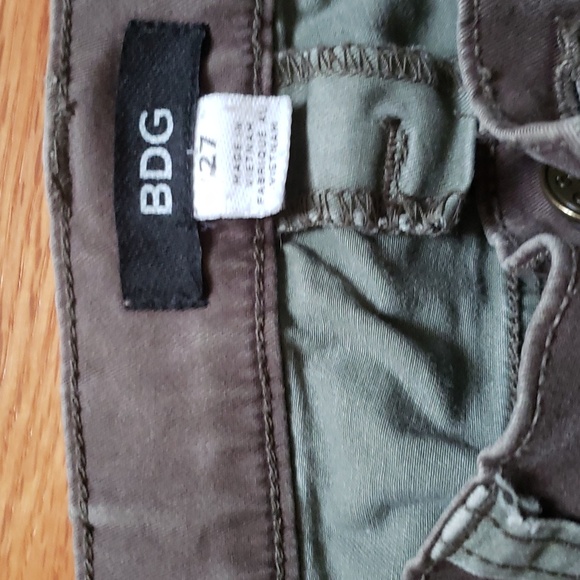 BDG UrbanOutfitters 27 PatchJefferson Khaki Cigarette Moto Zip Colorblock pants - Picture 3 of 6